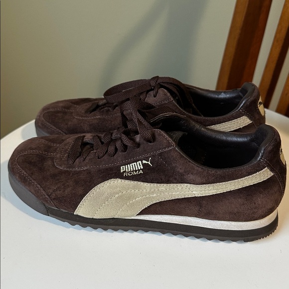 Puma Roma Suede brown beige suede sneakers Y2k Retro Classic Size 8 - Picture 1 of 11